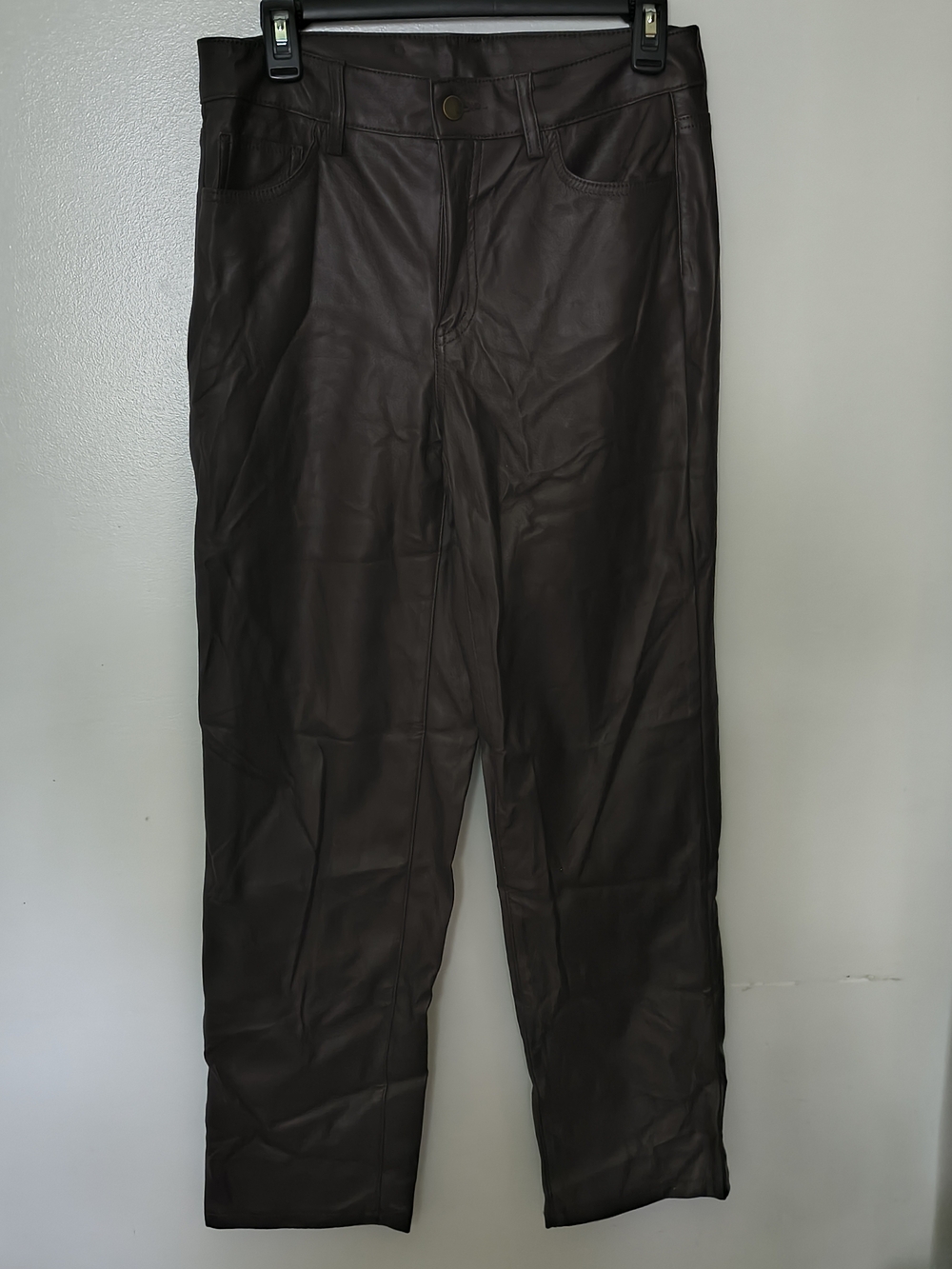 Time and Tru Men's Faux Leather Pants - Dark Brown